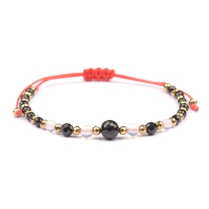 Bransoletka celebrytka czarny TURMALIN OPAL HEMATYT ochrona i przyjaźń